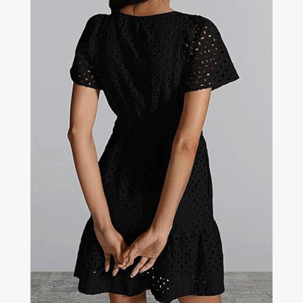 Brand New With Tags Black Eyelet Dress, Size S